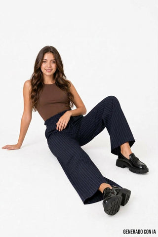 Pantalón ancho a rayas