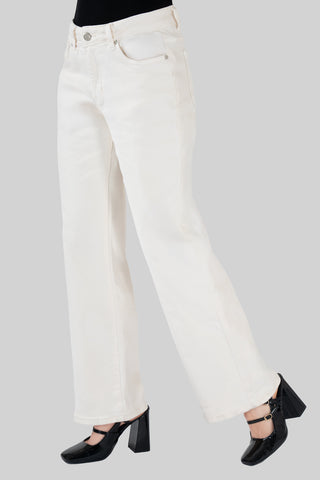 Jeans wide leg tiro alto