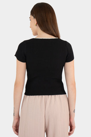 Blusa tejida de manga corta