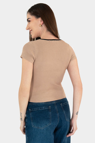 Blusa tejida de manga corta