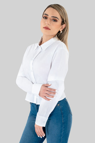 Camisa crop con amarre en espalda