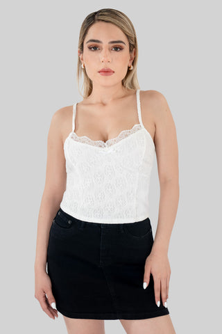 Blusa crop de tirantes de encaje