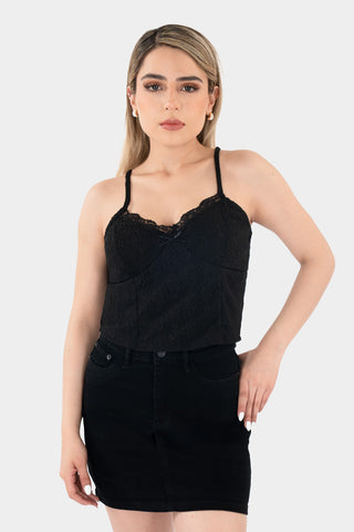 Blusa crop de tirantes de encaje