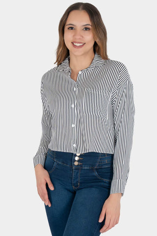 Camisa crop manga larga