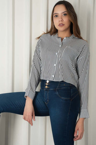 Camisa crop manga larga