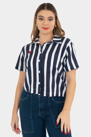 Blusa de manga corta a rayas