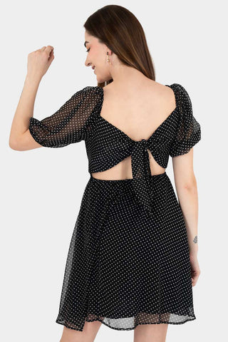 Vestido corto de manga tipo globo