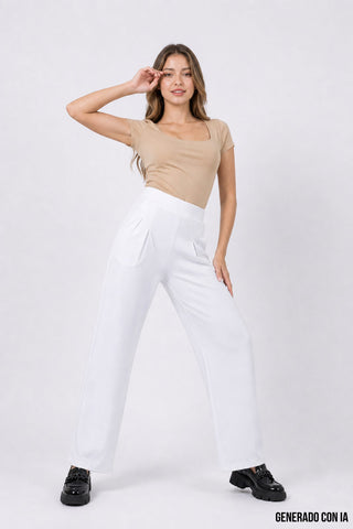 Pantalón recto con elástico