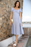 Vestido largo  con abertura en pierna full print flores (6781874831402)