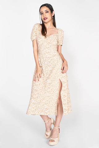 Vestido midi manga corta