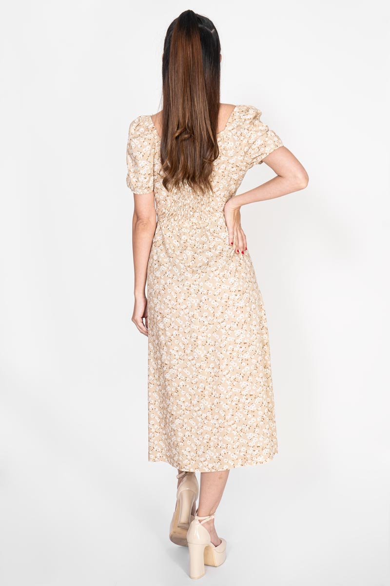 Vestido midi manga corta