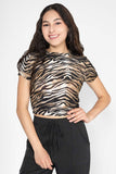 Playera crop animal print