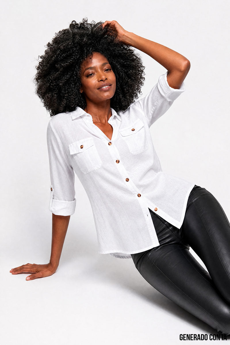 Camisa manga ajustable con bolsillos