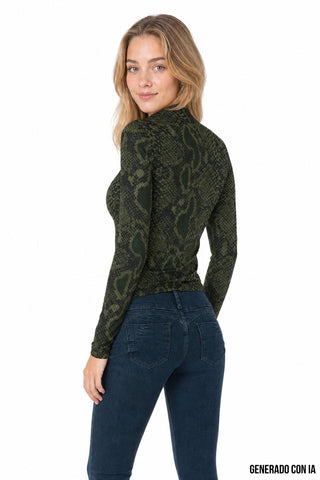 Blusa de manga larga animal print