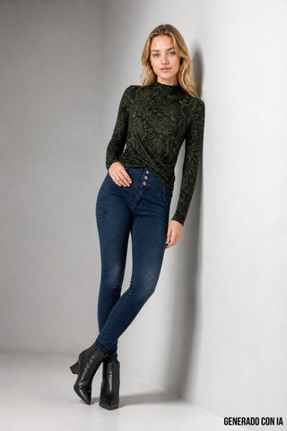 Blusa de manga larga animal print