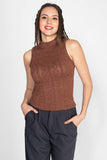 Blusa sin manga cuello alto