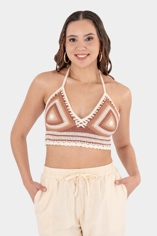 Blusa halter de crochet