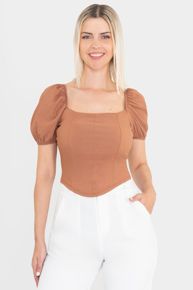 Blusa de manga corta abullonada