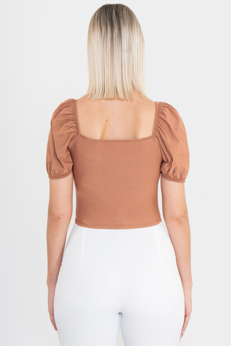 Blusa de manga corta abullonada