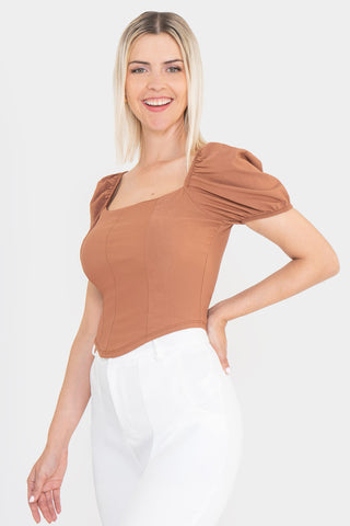 Blusa de manga corta abullonada