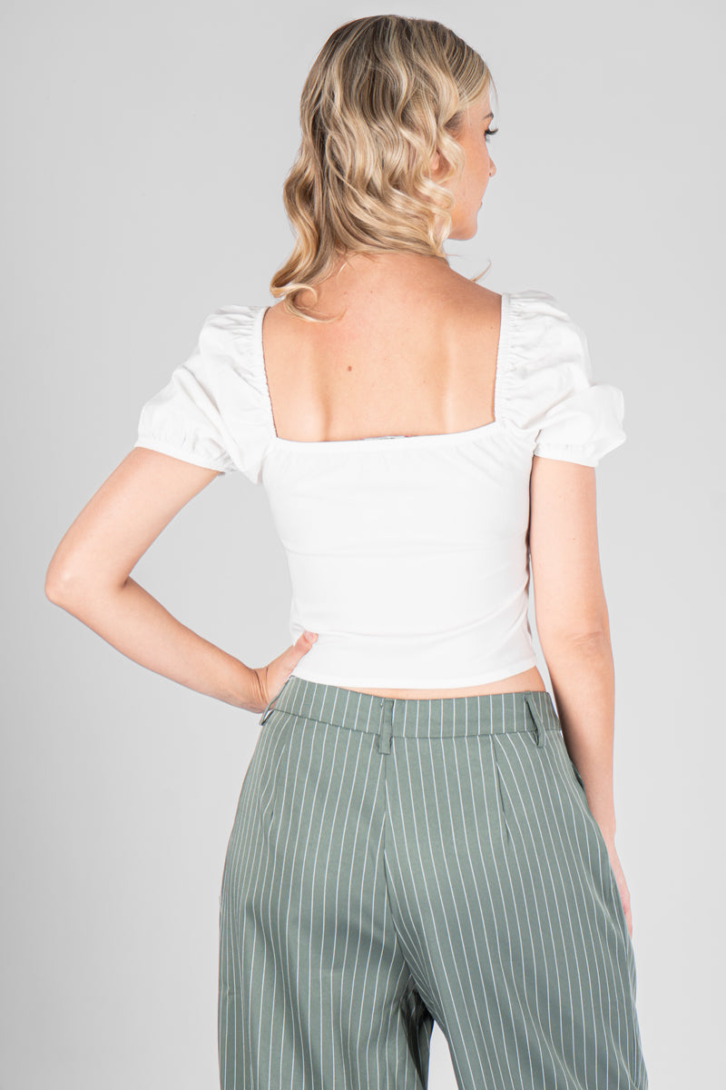 Blusa manga corta abullonada look corset (7452390260778)