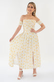 Vestido midi de hombros descubiertos