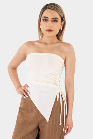 Blusa strapless con jareta