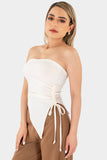 Blusa strapless con jareta