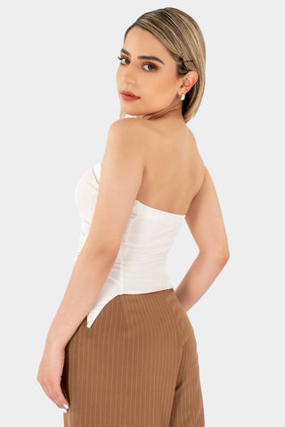 Blusa strapless con jareta