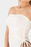 Blusa strapless con jareta