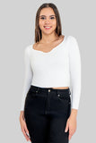 Blusa crop de manga larga