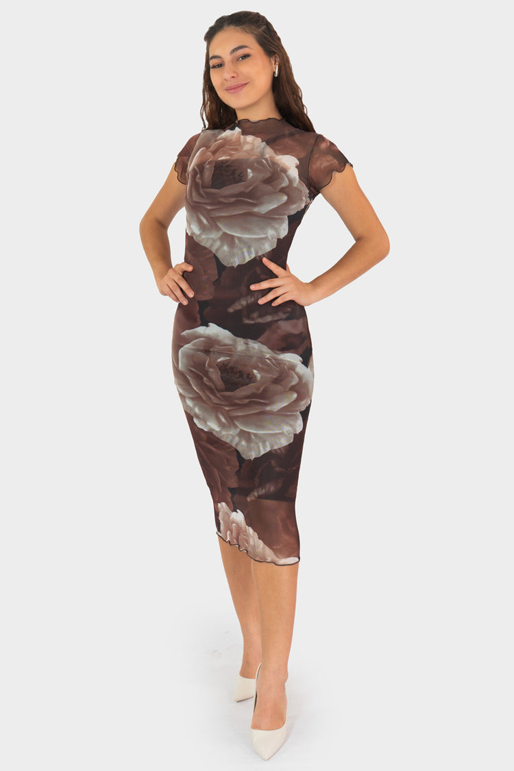 Vestido midi de cuello alto