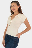 Blusa tejida con cuello tipo polo