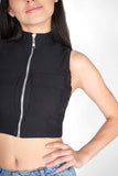 Blusa crop sin manga con bolsas