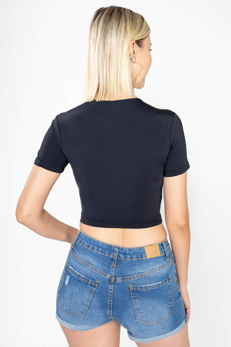 Playera crop manga corta