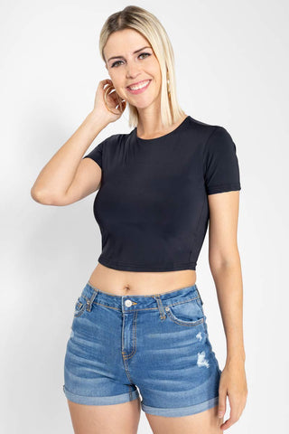Playera crop manga corta