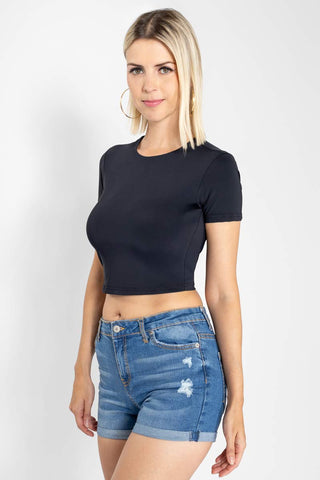 Playera crop manga corta