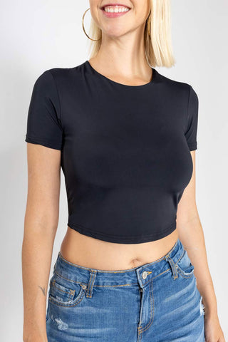 Playera crop manga corta
