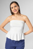 Blusa strapless con olanes