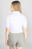 Camisa crop manga corta