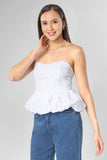 Blusa strapless tipo globo