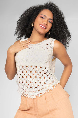 Blusa tejida sin mangas