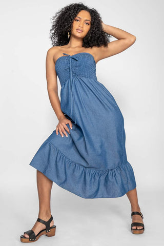 Vestido midi strapless