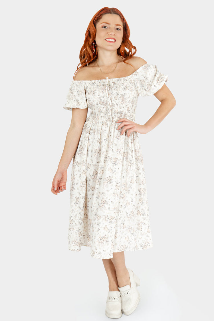 Vestido midi de manga corta