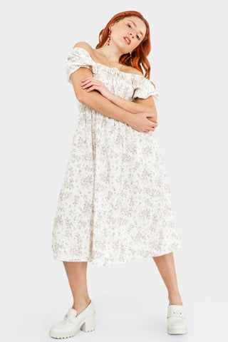 Vestido midi de manga corta