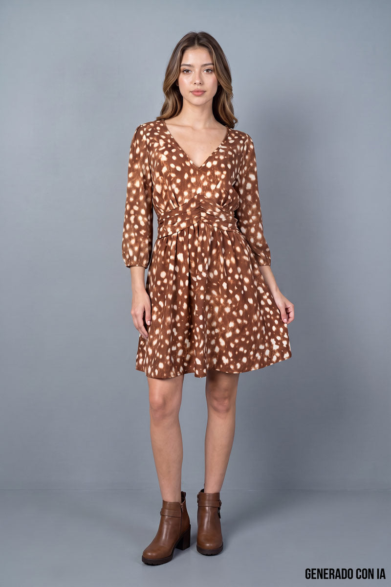 Vestido animal print manga larga