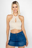 Playera crop con escote halter
