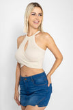 Playera crop con escote halter