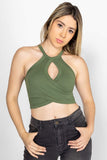 Playera crop con escote halter