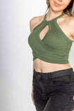 Playera crop con escote halter